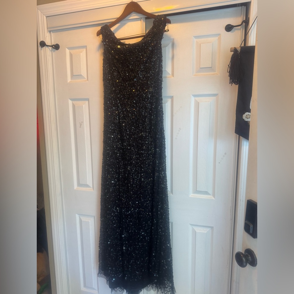 Adrianna Papell Black Dress with Sequin Detail